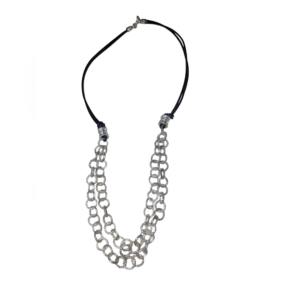 Leather and silver necklace